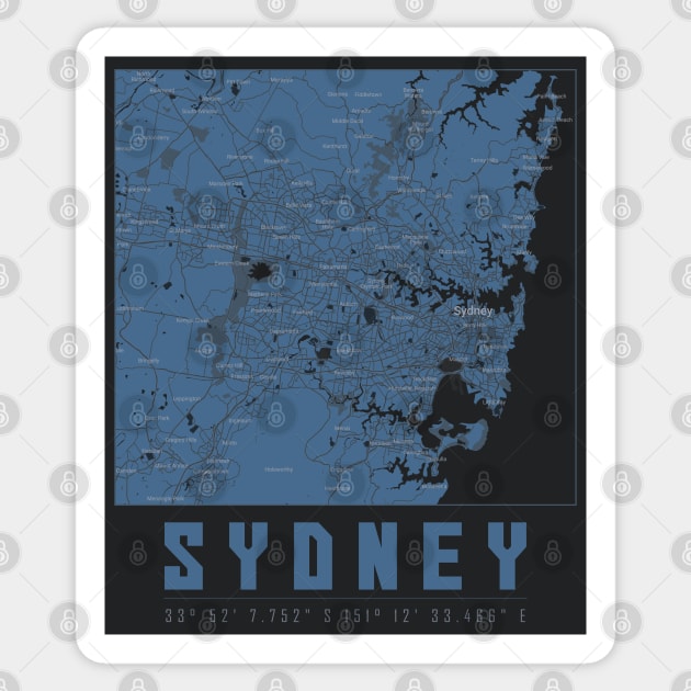 Sydney, NSW, City Map Australia Sticker by Saraahdesign